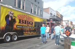Visitors line up to purchase barbecue. They could also get free samples from contestants.