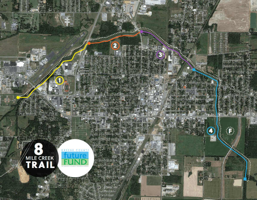 The proposed greenway that would run through Paragould. (Photo courtesy of the Green County Future Fund)