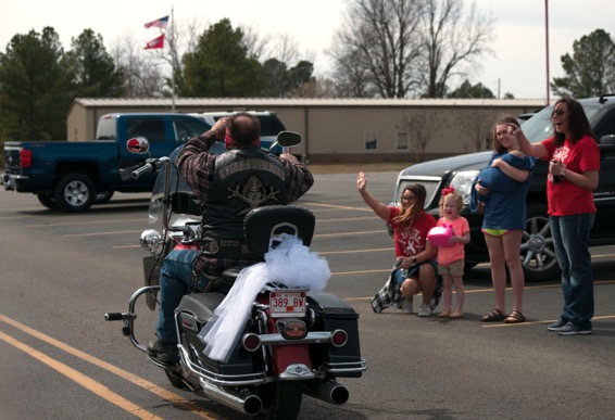 waving to the crowd